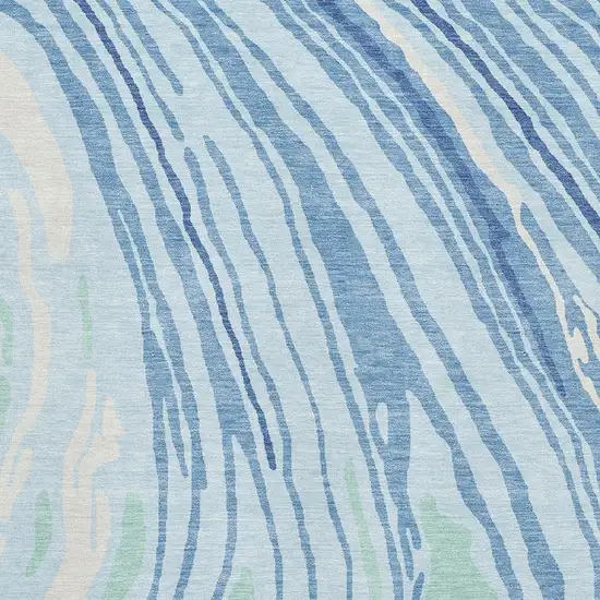 Sky Blue Ivory And Sage Abstract Washable Area Rug With UV Protection Photo 3