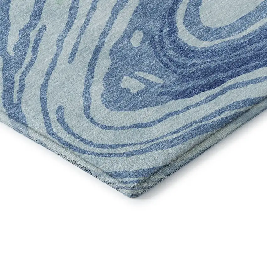 Sky Blue Ivory And Sage Abstract Washable Area Rug With UV Protection Photo 6