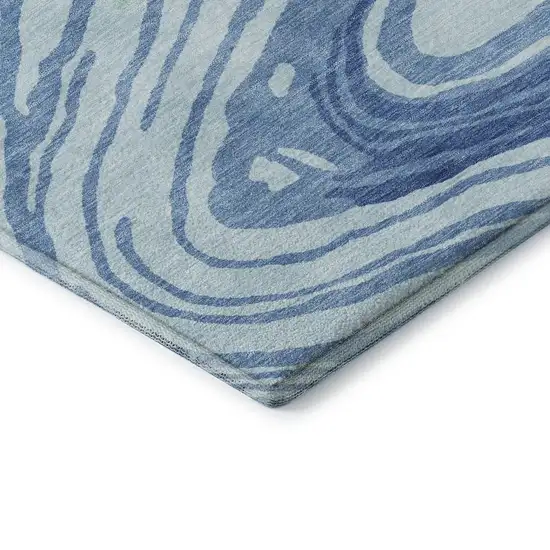 Sky Blue Ivory And Sage Abstract Washable Area Rug With UV Protection Photo 7