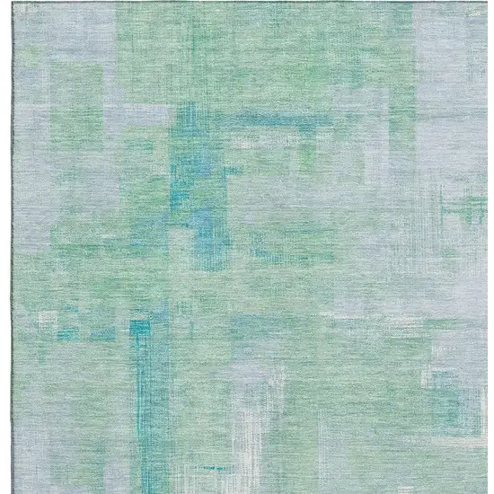 Sky Blue Ivory And Teal Abstract Washable Area Rug With UV Protection Photo 2