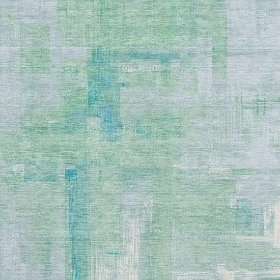 Sky Blue Ivory And Teal Abstract Washable Area Rug With UV Protection Photo 2