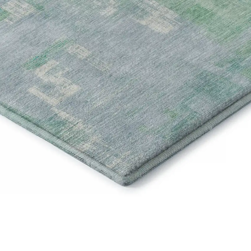 Sky Blue Ivory And Teal Abstract Washable Area Rug With UV Protection Photo 7