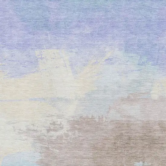 Sky Blue Lavender And Beige Abstract Washable Area Rug With UV Protection Photo 2