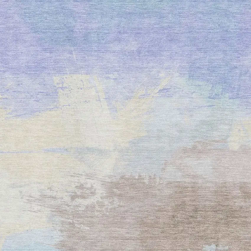 Sky Blue Lavender And Beige Abstract Washable Area Rug With UV Protection Photo 2