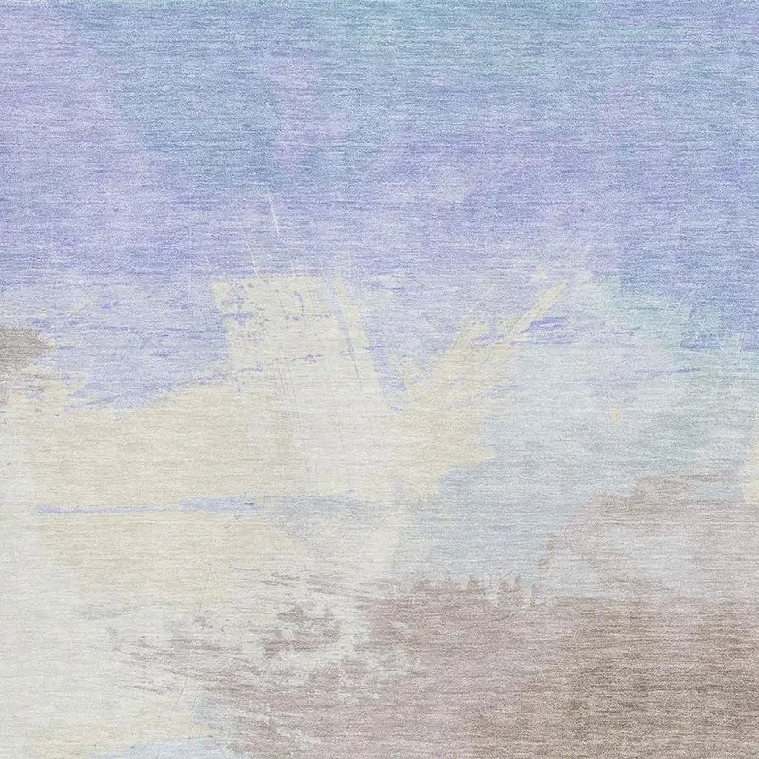 Sky Blue Lavender And Beige Abstract Washable Area Rug With UV Protection Photo 3