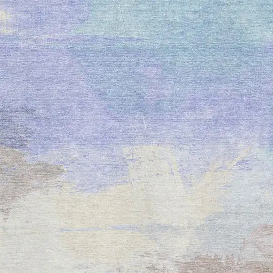 Sky Blue Lavender And Beige Abstract Washable Area Rug With UV Protection Photo 2