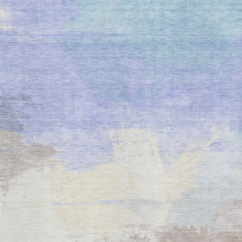 Sky Blue Lavender And Beige Abstract Washable Area Rug With UV Protection Photo 2