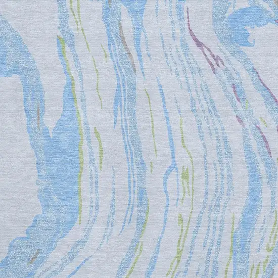 Sky Blue Lavender And Green Abstract Washable Area Rug With UV Protection Photo 2