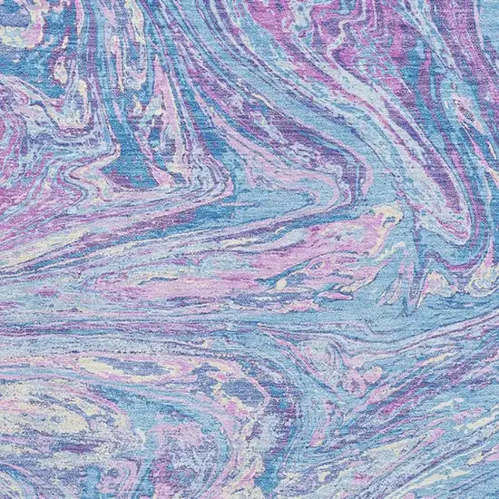 Sky Blue Lavender And Ivory Abstract Washable Area Rug With UV Protection Photo 2