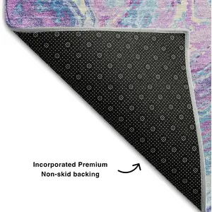 Photo of Sky Blue Lavender And Ivory Abstract Washable Area Rug With UV Protection