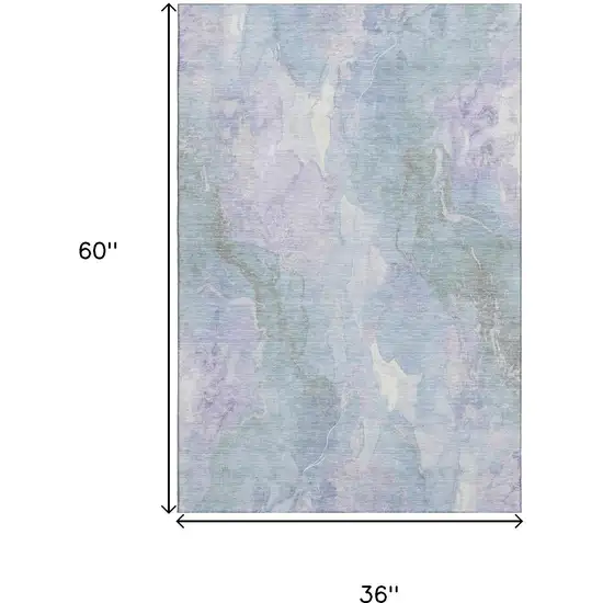 Sky Blue Lavender And Ivory Abstract Washable Area Rug With UV Protection Photo 9