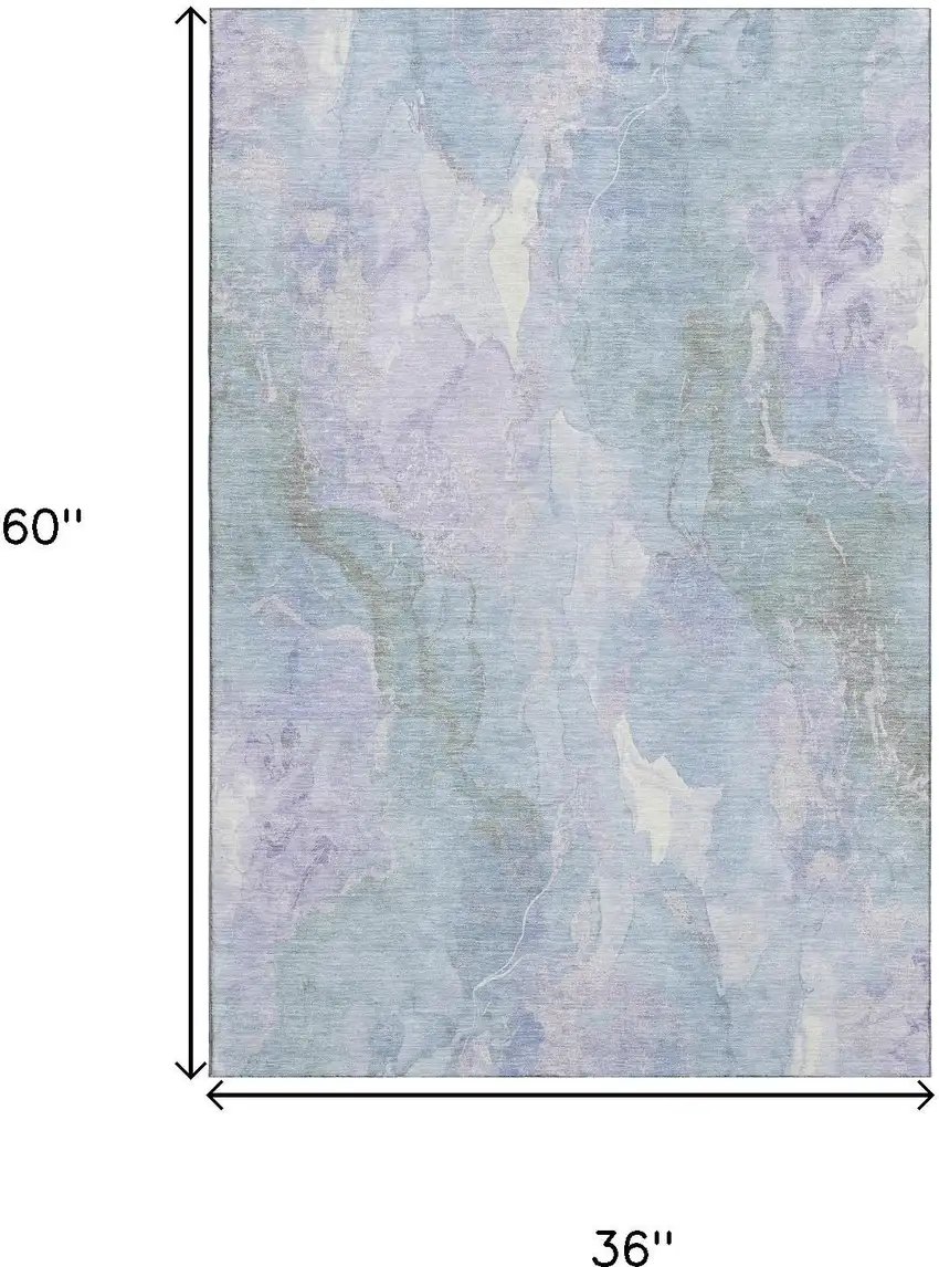 Sky Blue Lavender And Ivory Abstract Washable Area Rug With UV Protection Photo 9