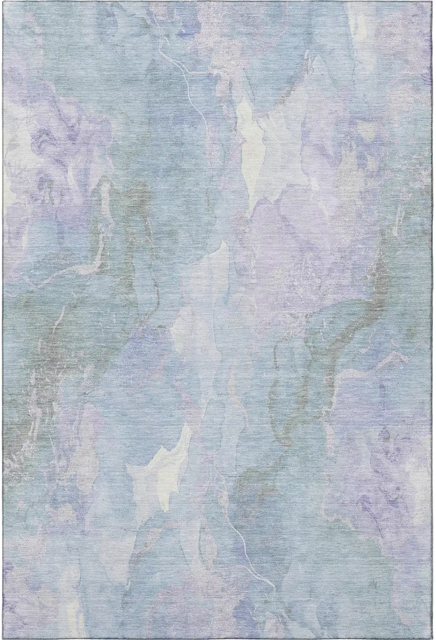 Sky Blue Lavender And Ivory Abstract Washable Area Rug With UV Protection Photo 2