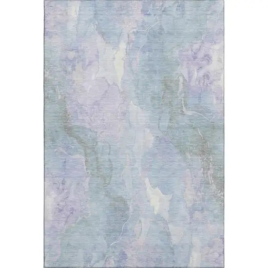 Sky Blue Lavender And Ivory Abstract Washable Area Rug With UV Protection Photo 1