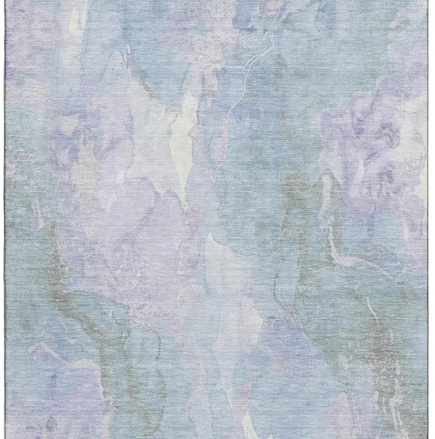 Sky Blue Lavender And Ivory Abstract Washable Area Rug With UV Protection Photo 3