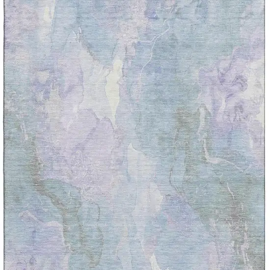 Sky Blue Lavender And Ivory Abstract Washable Area Rug With UV Protection Photo 2