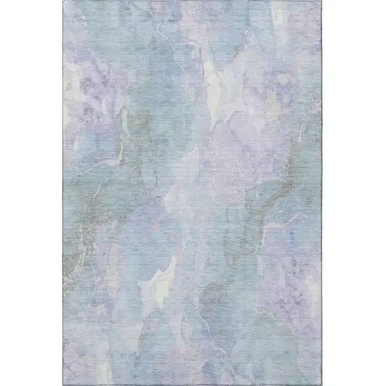 Sky Blue Lavender And Ivory Abstract Washable Area Rug With UV Protection Photo 3