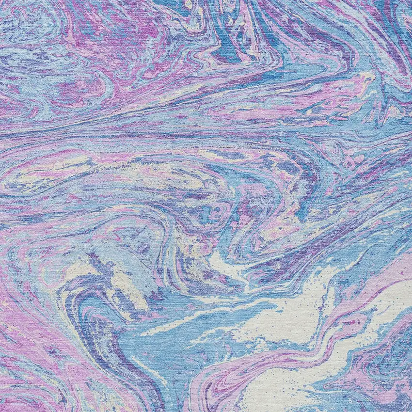 Sky Blue Lavender And Ivory Abstract Washable Indoor Outdoor Area Rug Photo 6