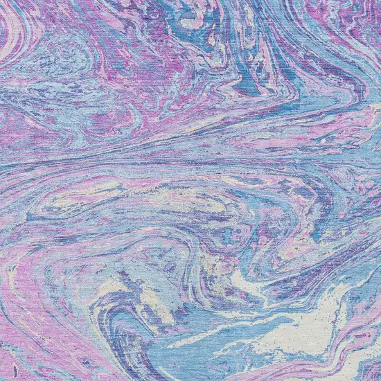 Sky Blue Lavender And Ivory Abstract Washable Indoor Outdoor Area Rug Photo 6