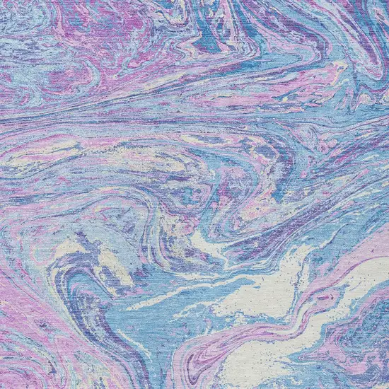 Sky Blue Lavender And Ivory Abstract Washable Indoor Outdoor Area Rug Photo 6