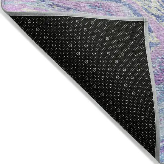 Sky Blue Lavender And Ivory Abstract Washable Indoor Outdoor Area Rug Photo 3