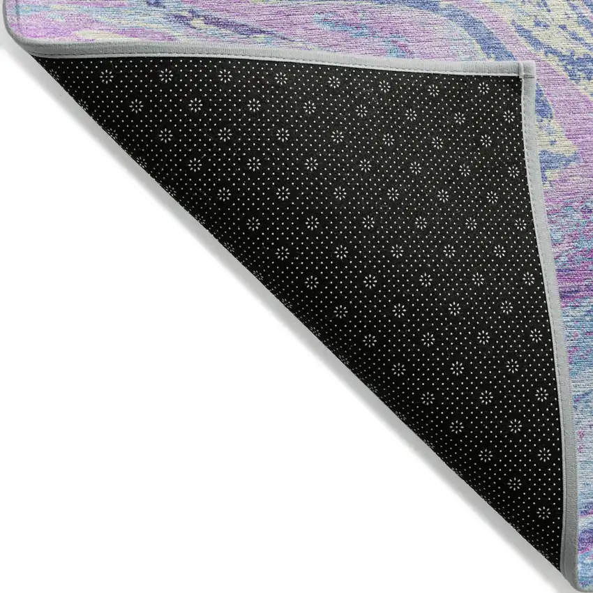 Sky Blue Lavender And Ivory Abstract Washable Indoor Outdoor Area Rug Photo 3