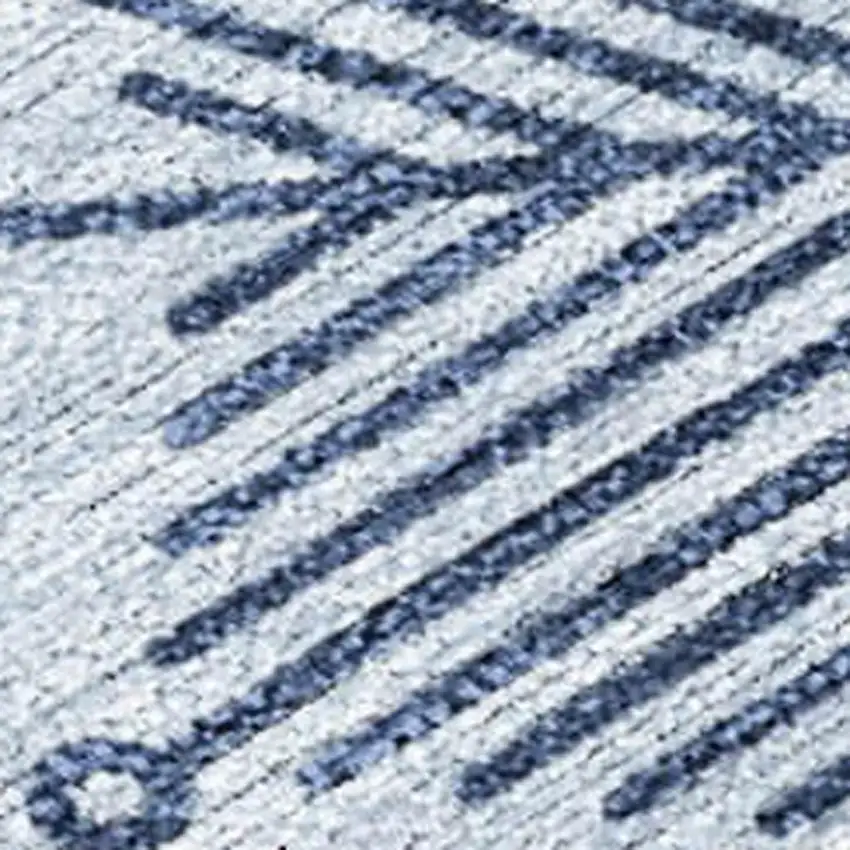 Sky Blue Navy Blue And Ivory Snowflake Washable Indoor Outdoor Area Rug Photo 3