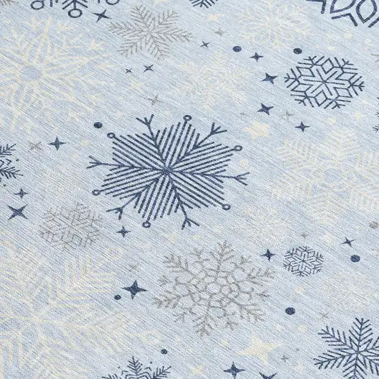 Sky Blue Navy Blue And Ivory Medallion Washable Indoor Outdoor Area Rug Photo 4