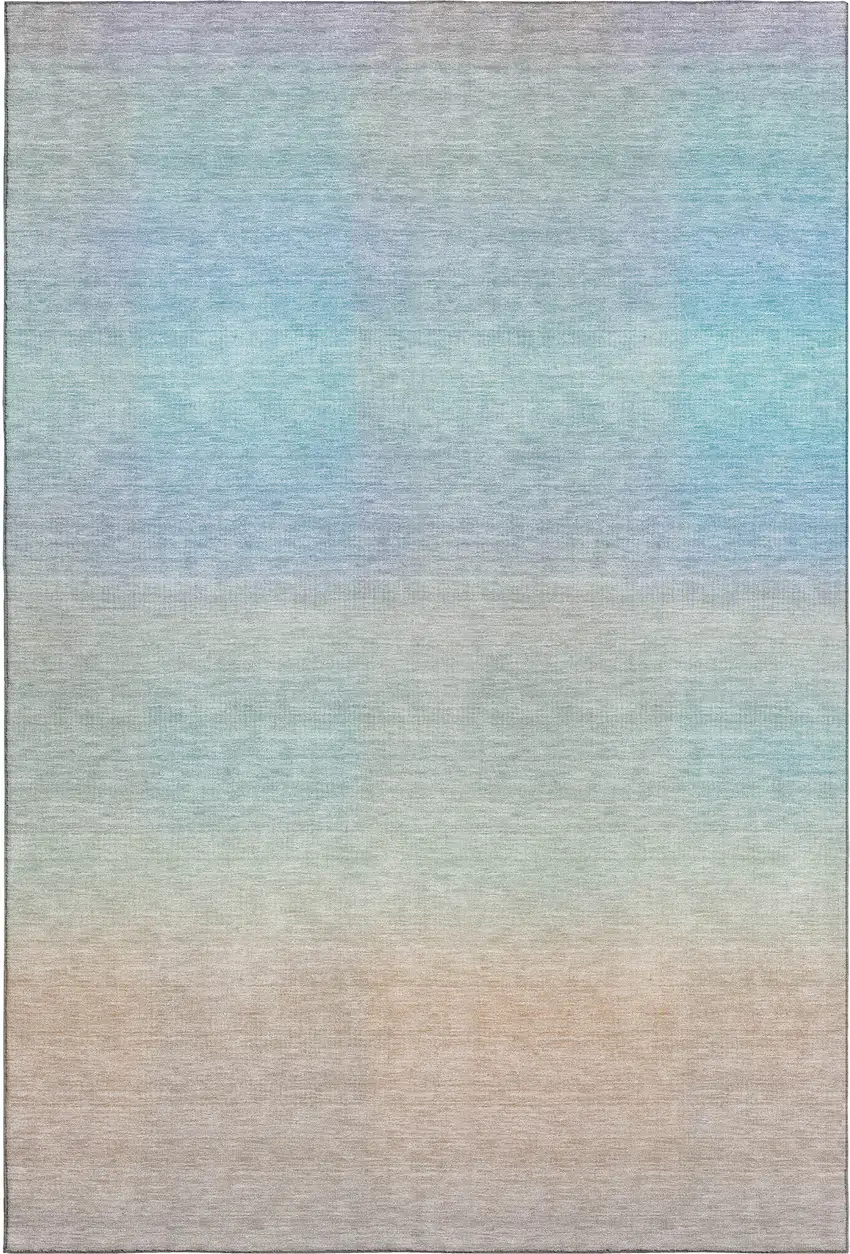 Sky Blue Peach And Lilac Striped Washable Area Rug With UV Protection Photo 5