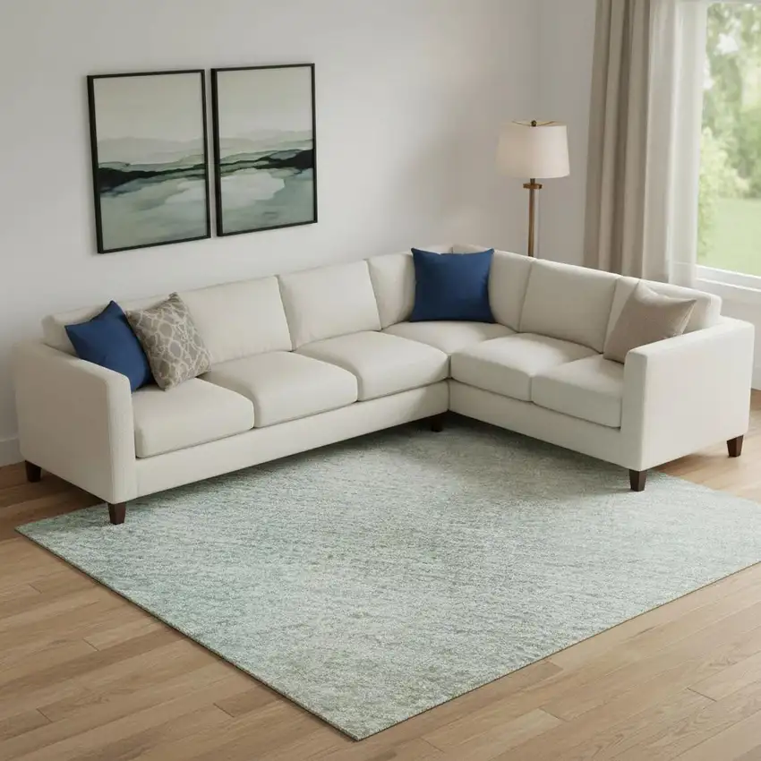 Sky Blue Peach And Lilac Striped Washable Area Rug With UV Protection Photo 2