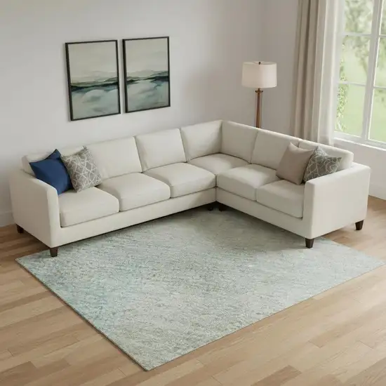 Sky Blue Peach And Lilac Striped Washable Area Rug With UV Protection Photo 2