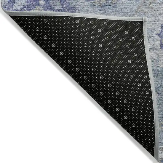 Sky Blue Purple And Gray Floral Washable Indoor Outdoor Area Rug Photo 3