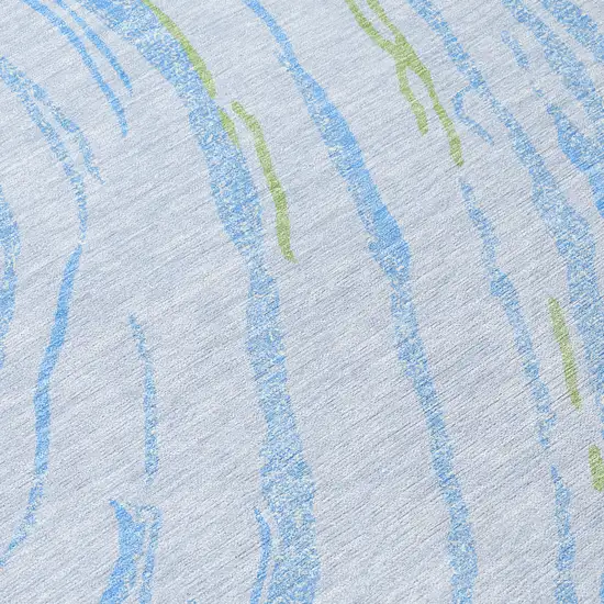 Sky Blue Purple And Green Abstract Washable Indoor Outdoor Area Rug Photo 6