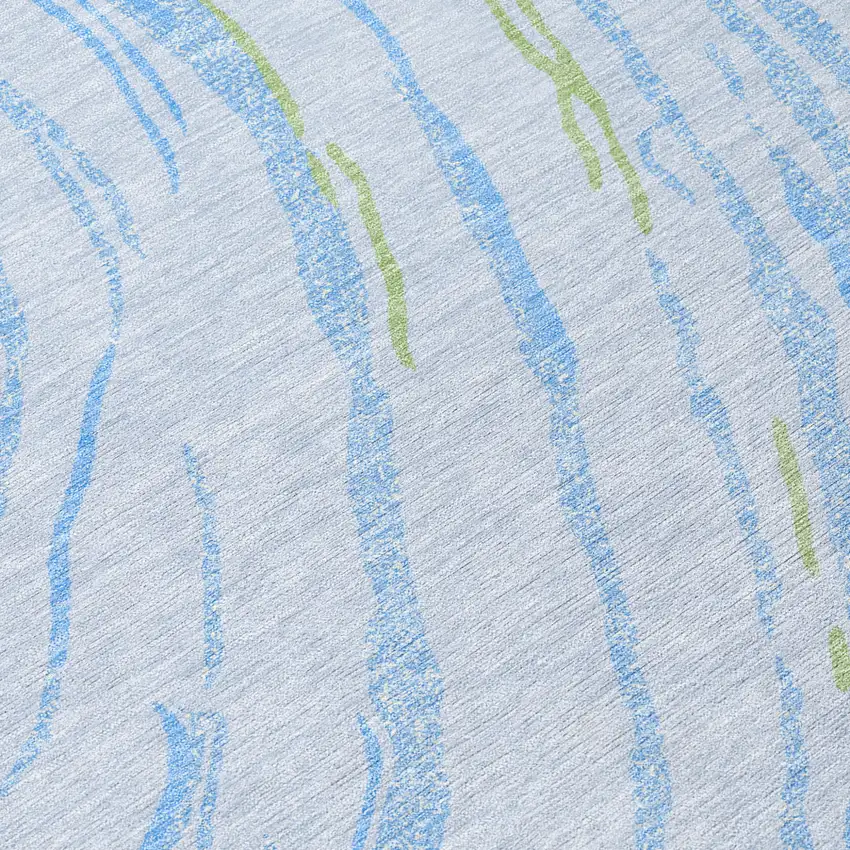 Sky Blue Purple And Green Abstract Washable Indoor Outdoor Area Rug Photo 6