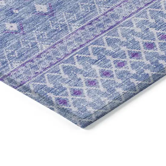 Sky Blue Purple And Ivory Tribal Washable Indoor Outdoor Area Rug Photo 2