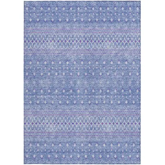 Sky Blue Purple And Ivory Tribal Washable Indoor Outdoor Area Rug Photo 4