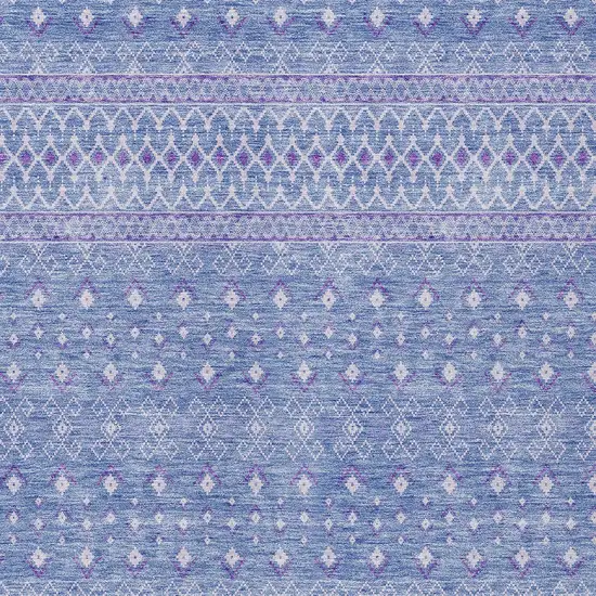 Sky Blue Purple And Ivory Tribal Washable Indoor Outdoor Area Rug Photo 4