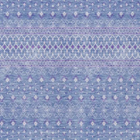 Sky Blue Purple And Ivory Tribal Washable Indoor Outdoor Area Rug Photo 4