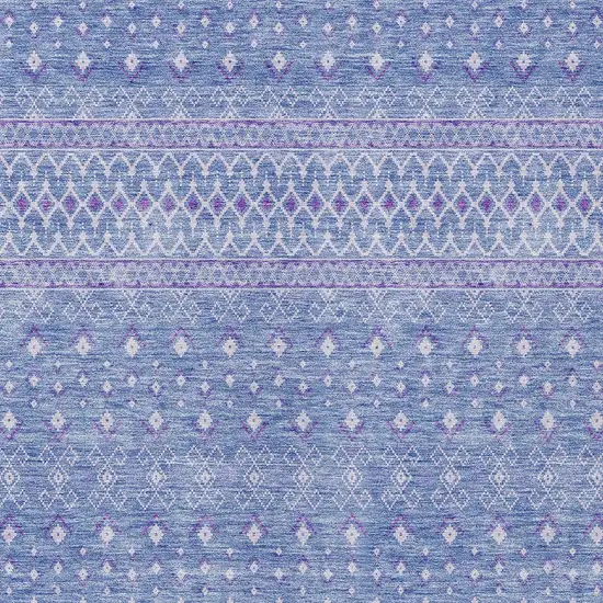 Sky Blue Purple And Ivory Tribal Washable Indoor Outdoor Area Rug Photo 4