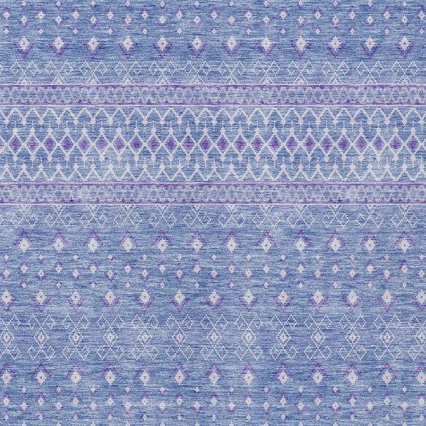 Sky Blue Purple And Ivory Tribal Washable Indoor Outdoor Area Rug Photo 4