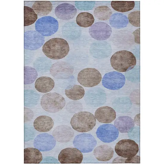Sky Blue Purple And Taupe Geometric Washable Indoor Outdoor Area Rug Photo 1