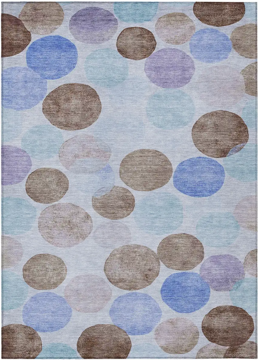 Sky Blue Purple And Taupe Geometric Washable Indoor Outdoor Area Rug Photo 1