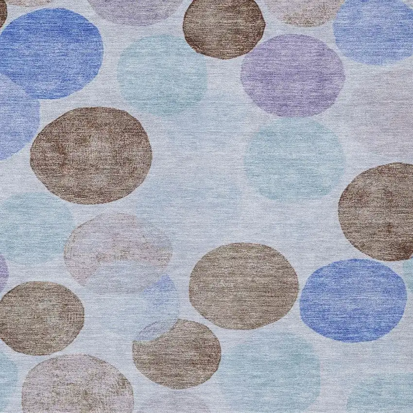 Sky Blue Purple And Taupe Geometric Washable Indoor Outdoor Area Rug Photo 3