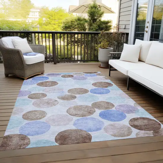 Sky Blue Purple And Taupe Geometric Washable Indoor Outdoor Area Rug Photo 8