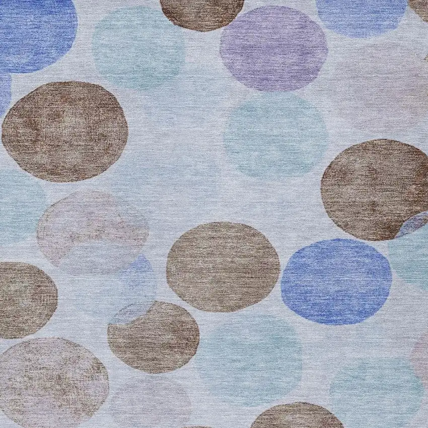 Sky Blue Purple And Taupe Geometric Washable Indoor Outdoor Area Rug Photo 3