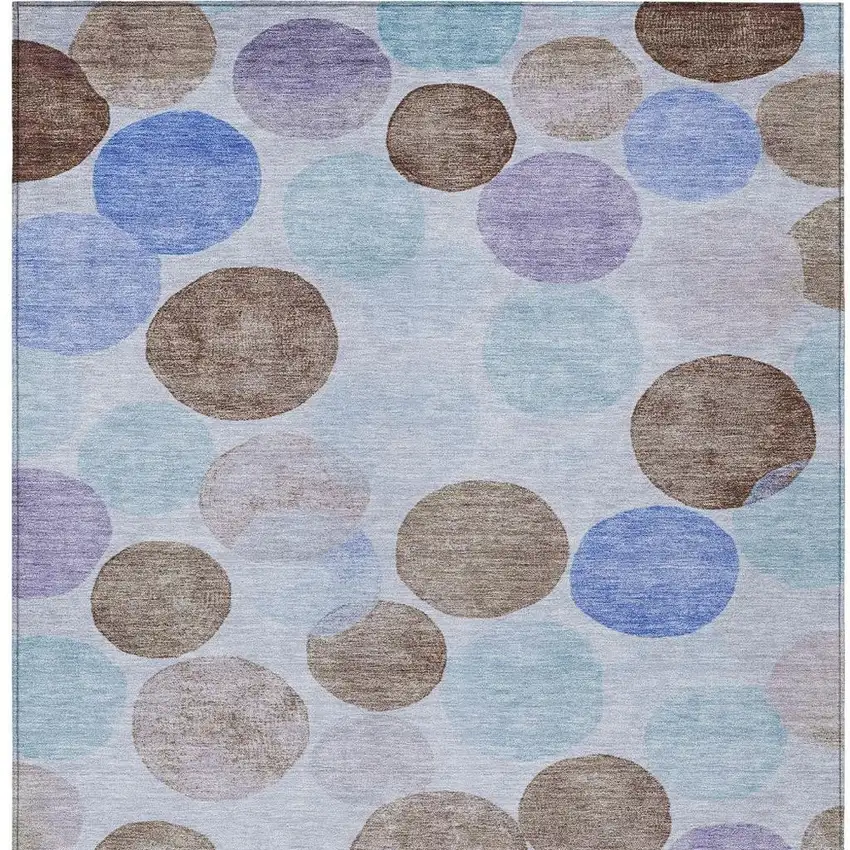 Sky Blue Purple And Taupe Geometric Washable Indoor Outdoor Area Rug Photo 4