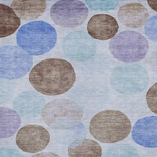 Sky Blue Purple And Taupe Geometric Washable Indoor Outdoor Area Rug Photo 3