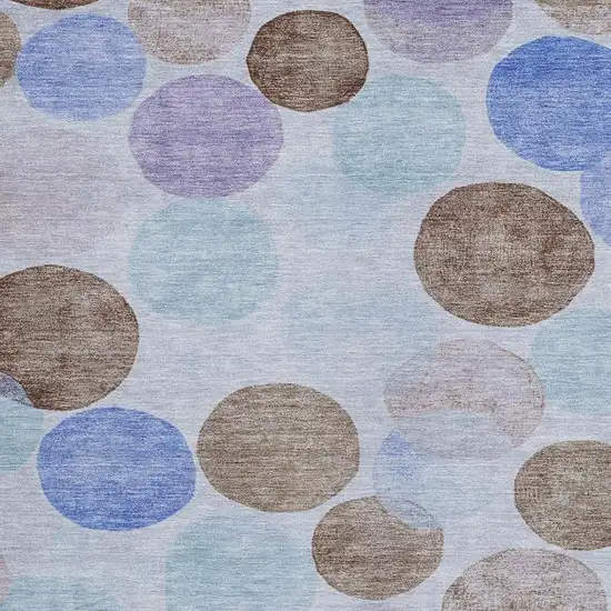 Sky Blue Purple And Taupe Geometric Washable Indoor Outdoor Area Rug Photo 3