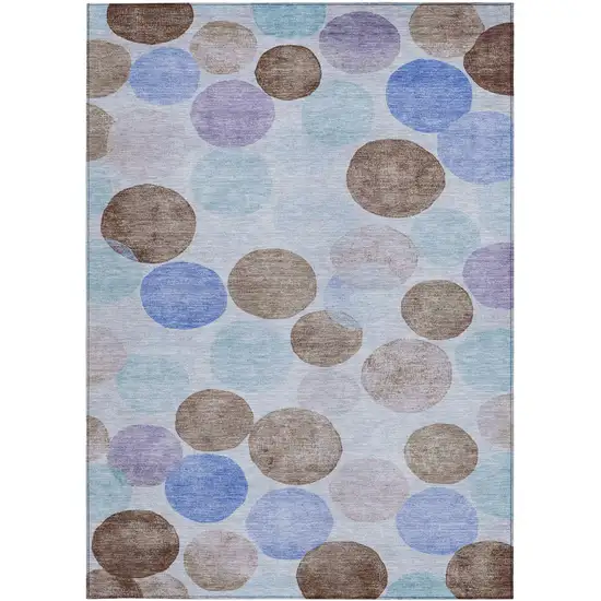 Sky Blue Purple And Taupe Geometric Washable Indoor Outdoor Area Rug Photo 1