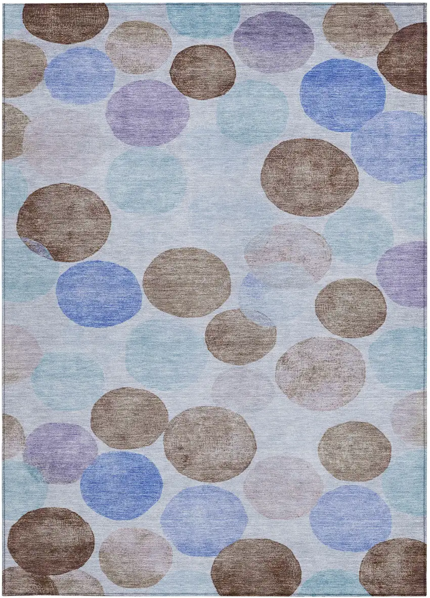 Sky Blue Purple And Taupe Geometric Washable Indoor Outdoor Area Rug Photo 1